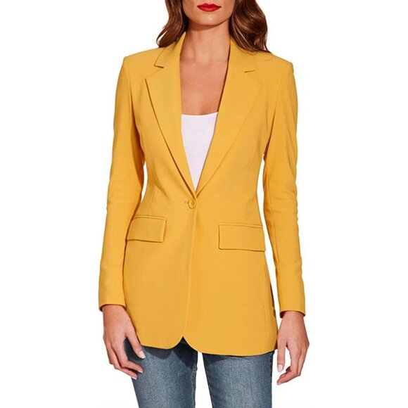 Size 10 $120.00 BOSTON PROPER Beyond Travel Gold Classic Boyfriend Blazer Jacket - Picture 5 of 14